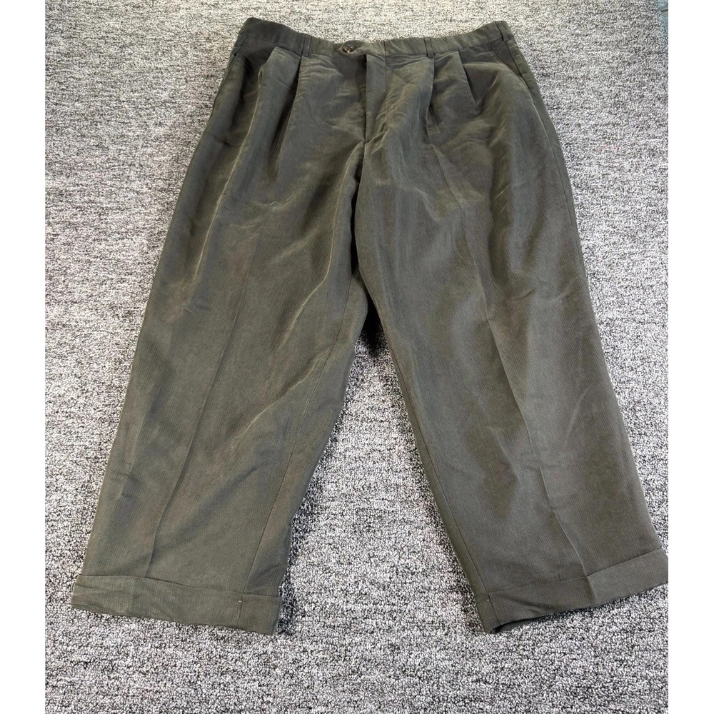 Perry Ellis Portfolio Crop Pants Men 40x29 Gray Pleated Front Classic Cuffed Hem
